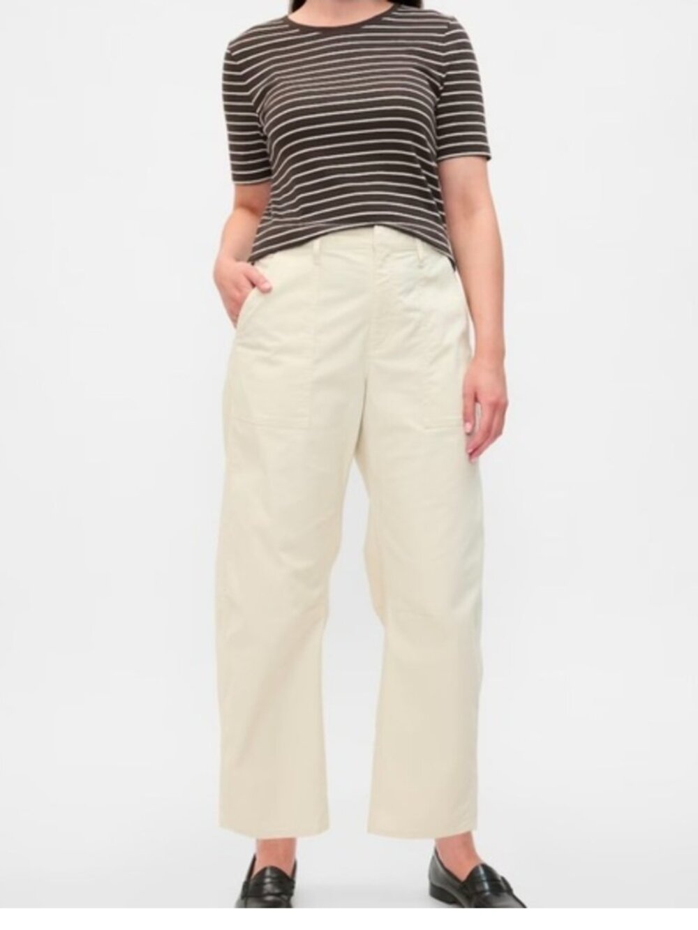 Gap Barrel Hi-Rise Khaki Pants in Ivory Frost Size 14